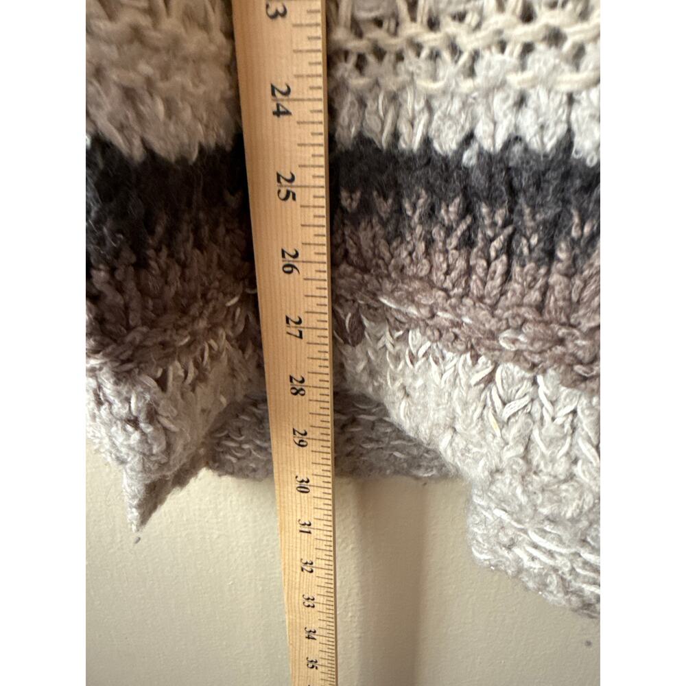 Free People Oversized Knit Brown & Beige Striped Sweater Size M - Picture 8 of 8